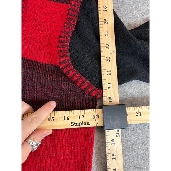 Vintage 90s Campus Square Block Turtleneck Sweater Womens Medium Red Black Knit - Picture 3 of 6